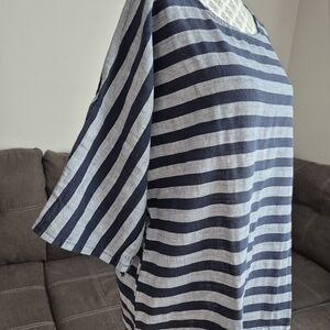 Navy and White Striped Lightweight Tunic Top